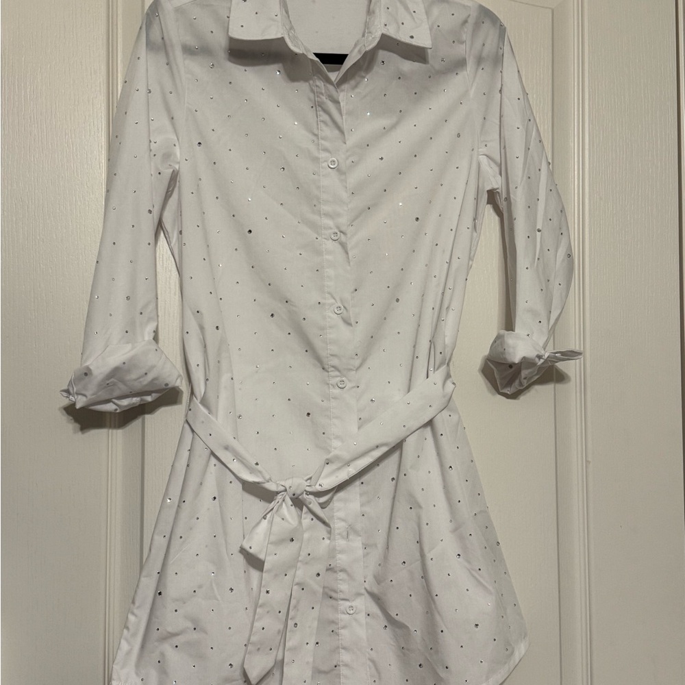 Elegant White Button-Up Dress